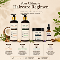 Kit Capillaire Végétalien Naturel Bloqueur DHT 4 Étapes : Shampoing, Après-shampoing, Masque, Huile – Nettoie, Nourrit, Répare, Booste la Brillance – Pour Tous Types de Cheveux – OEM