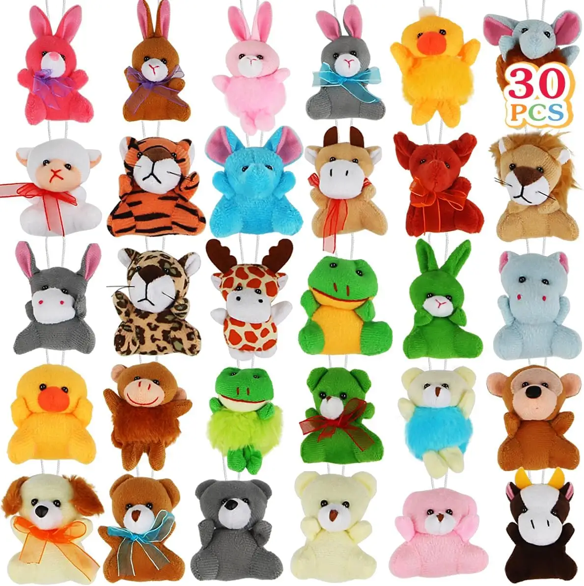 Aitbay 30パックミニぬいぐるみおもちゃセット、パーティーの記念品のためのかわいい小さなぬいぐるみキーホルダーセット、キッズバレンタインG