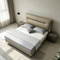 Cadre de lit rembourré moderne avec tête de lit en cuir, lit plateforme Queen/King Size pour mobilier de chambre