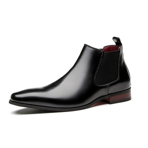 Botas Chelsea de Cuero Genuino Británico para Hombre, Zapatos de Vestir Formales con Punta en Pico y Doble Elástico - Product Image 5