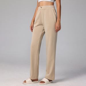 Último Diseño DePantalones De Cintura Alta Para <span class=keywords><strong>Mujer</strong></span> Tela, Yoga Pantalones, Deportes, Informal, Pierna Recta, Cintura Elástica - Product Image 4