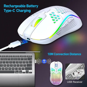 Ratón Inalámbrico Profesional para Juegos, Ratón Celular Ligero y Ergonómico con Sensor Óptico y Retroiluminación RGB - Product Image 5