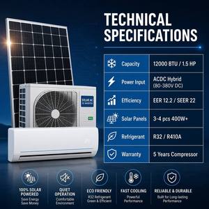 Aire Acondicionado Solar Híbrido ACDC Deye DGWG2-ACDC-12K 12000BTU, Inversor T1, Split de Pared, Ahorro de Energía Doméstico, 15x25 EER 12.2 COP - Product Image 5