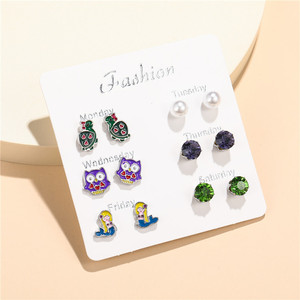 Ensemble de boucles d'oreilles en émail pour enfants, Mini sirène, papillon, grenouille, Animal, marguerite - Product Image 4