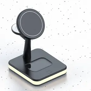 4 in 1 QI Fast Wireless Charger Stand for iPhone Lamp Desktop Charging Station Base Charger 3 in 1 for iPhone 12/13 Pods