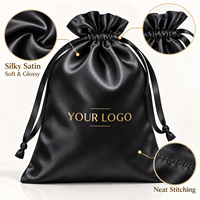 Pochette élégante en satin écologique avec cordon de serrage, emballage anti-poussière en soie douce pour perruques, extensions et outils capillaires