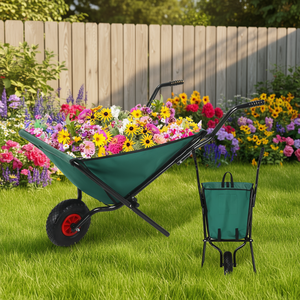 Carretilla Plegable con Neumático de 10 Pulgadas, Capacidad de Carga de 176 Libras, Ligera, para Jardinería, de Tela Oxford Resistente, Verde - Product Image 2