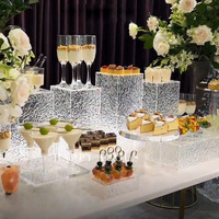 Support de buffet en acrylique à effet d'eau, taille personnalisée, pour desserts, gâteaux et cocktails