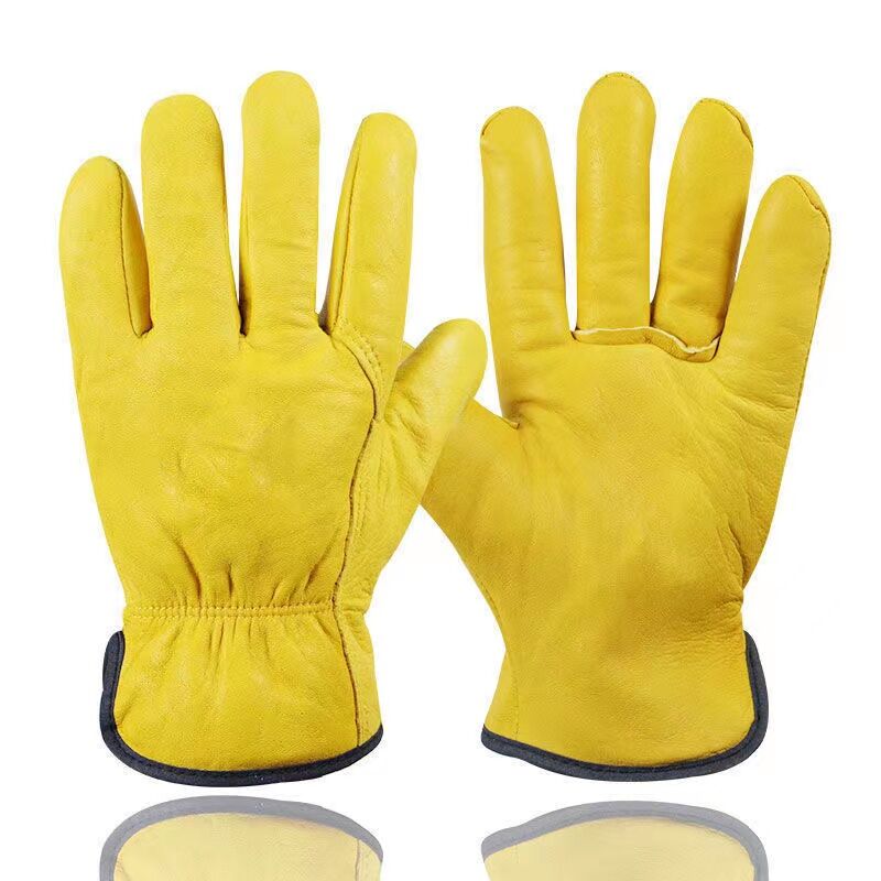 Thick Fleece Suede Sheepskin Winter Beekeeping Gloves Yellow For Beekeeper