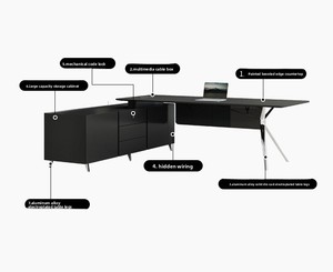 Mobiliario de oficina ejecutivo de lujo de gama alta moderno mesa de escritorio Boss CEO en forma de L con pata de aluminio cromado - Product Image 4