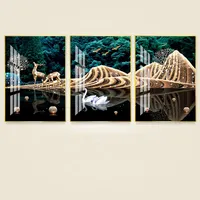 Elk Lac Cygnes Diamant Porcelaine Verre Cristal Animal Peintre Ensemble Salon Chambre Art Déco Style Abstrait Maison Décoration