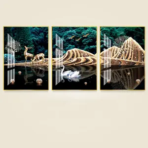 Elk Lac Cygnes Diamant Porcelaine Verre Cristal Animal Peintre Ensemble Salon Chambre Art Déco Style Abstrait <span class=keywords><strong>Maison</strong></span> Décoration - Product Image 4