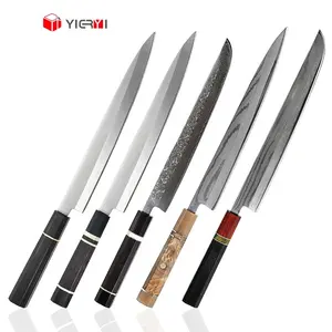 Custom Sashimi Sushi Mes Set Damascus Carbon Stalen Mes Japans Sashimi Mes