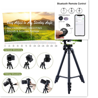 Kit de Réalisation Vidéo Professionnel 3-en-1 : Trépied Portable 53'' avec 2 Microphones Sans Fil et Lumière LED pour Téléphone, Appareil Photo, YouTube, TikTok, Vlog et Enregistrement