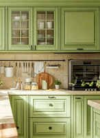 Lemari Dapur Gaya Shaker Hijau Amerika, Set Dapur Modular Kustom untuk Vila