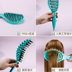 Peigne à coussin d'air, peigne de coiffage creux pour points de méridiens, grande taille, antistatique, en nylon TPEE, pour usage domestique - Product Image 3