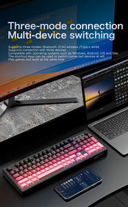 Free Wolf <span class=keywords><strong>K100</strong></span> Clavier sans fil <span class=keywords><strong>RGB</strong></span> 4000mAh à trois modes pour le bureau et les jeux Clavier à membrane de jeu gravé PBT - Product Image 6