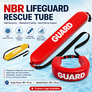 Tubo di salvataggio NBR per bagnini, boa galleggiante impermeabile con cinturino regolabile per piscina, spiaggia e salvataggio in acqua - Product Image 1