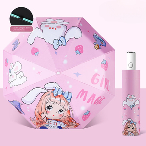 Phim hoạt hình trẻ em ô 8K Gấp thiết kế mới nhựa xử lý nắng và mưa hai mục đích Windproof ô - Product Image 2