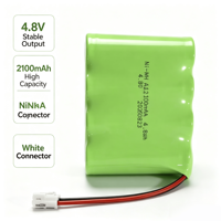 Paket Baterai Ni-MH AA 4.8V 2100mAh Grosir, Daya Hisap Tinggi, Pengosongan Daya Sendiri Rendah, dengan Konektor 2 Pin Putih untuk Peralatan Industri