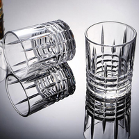 Gelas Minum Mini 340ml Premium Bebas Timbal Ramah Lingkungan, Tiup Manual, Motif Berlian, untuk Whiskey dan Wine, Alas Tebal