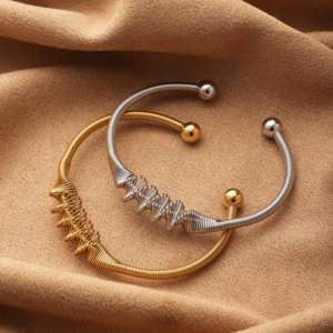 Bracciali alla Moda Personalizzabili, Stili a Filo Intrecciato, Bracciali Aperti e a Forma Rotonda con Aspetto Metallico Misto - Product Image 2