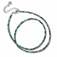 Collier de perles facettées non naturelles de 2 mm, plus de 35 couleurs de pierres (turquoise, grenat, lapis-lazuli, œil de tigre), fermoir en argent délicat, vente en gros OEM