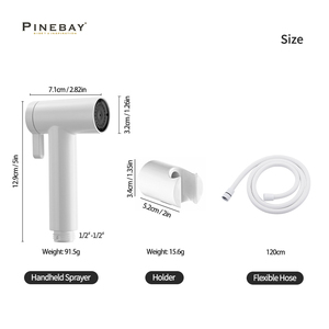 PINBAY, новый распылитель для чистки туалета, набор для душа с двумя функциями, регулируемый режим распыления, белый пластиковый ручной распылитель для биде - Product Image 2