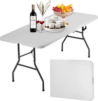 Table et chaises pliantes en plastique 6 pieds/8 pieds, table pliante robuste en HDPE, capacité de charge de 80 kg, pour le team building et les expositions