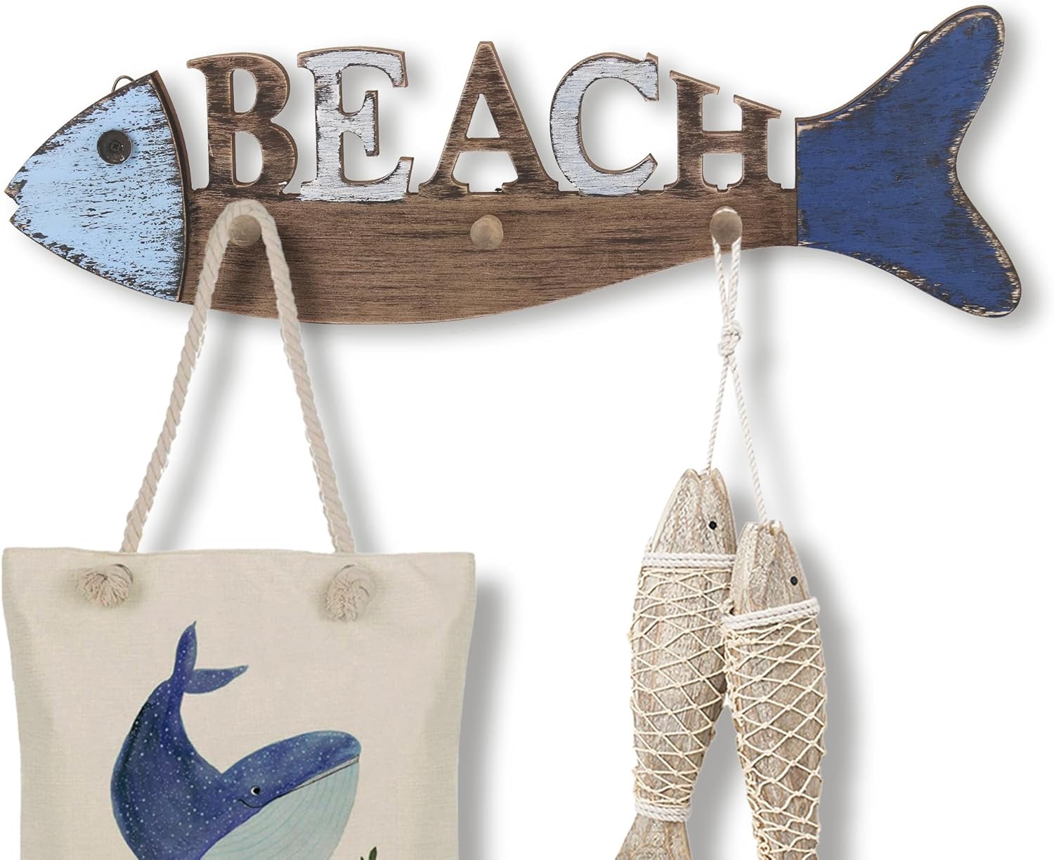 OECECR 2Pcs Wood Fish Nautical Beach Wall Decor, Jamaica