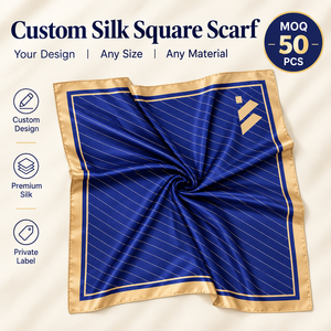 Foulard carré personnalisé 100% soie de mûrier, impression simple ou double face, emballage avec étiquette privée, étiquette volante, foulard pour la tête, foulard pour le cou - Product Image 1