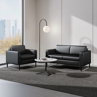 Canapé de bureau commercial haut de gamme en cuir, ensemble moderne avec structure en bois massif et éponge haute densité, mobilier d'entreprise pour usage hôtelier