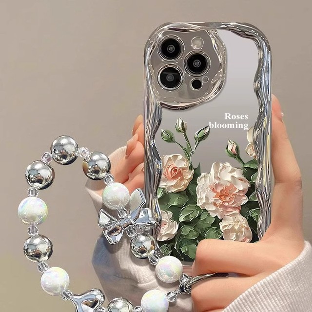Bright Flowers Pattern Electroplated Phone case Tpu Mirror Mobile Phone case for iPhone 16 15 14 13 12 11 Pro Max X/xs 8 Plus