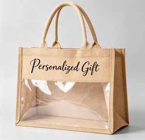 Custom Logo Transparent Linen <b>Wedding</b> <b>Gift</b> <b>Bags</b> Bridesmaid Favors Decor Model F0826 1pc MOQ - Product Image 5