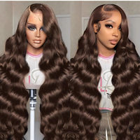 Perruque de luxe en cheveux humains naturels de grade 10A, ondulée, couleur naturelle, avec dentelle frontale, douce, soyeuse, épaisse et réaliste, idéale pour un usage quotidien