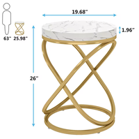 Table basse ronde en marbre avec cadre en métal doré entrelacé, table d'appoint de salon moderne de luxe certifiée