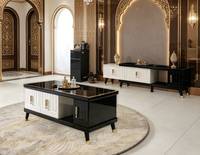 Meuble TV moderne de luxe en MDF avec plateau en verre trempé, ensemble table basse et meuble de rangement, meuble TV, table à thé pour usage domestique