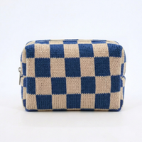 Nouvelle Trousse de Maquillage 2026 Broderie Renard Mignon à Carreaux, Pochette Cosmétique Tricotée à la Main, Organisateur de Maquillage Esthétique Unique