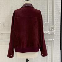 Veste décontractée pour femme en cuir véritable suédé rouge bordeaux, à revers tissés à la main, style rétro, avec ourlet élastique