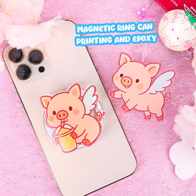 Custom Printing Cartoon Magsafe Magnetic Grip Sublimation Socket Acrylic Customized Shape Mobile Phone Stand