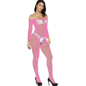Bas sexy en résille de couleur à manches longues pour tout le corps, sous-vêtements transparents en filet, lingerie érotique pour dames - Product Image 3