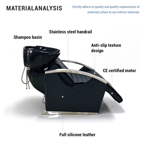 Fauteuil de lavage électrique de luxe vert en acier inoxydable de haute qualité avec moteurs CE, fonction massage et levage des jambes, et bac en céramique - Product Image 2