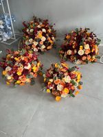 Décoration de mariage en promotion : Chemin de table personnalisé en fleurs de soie mélangées pour événements, boule de fleurs artificielles de Noël