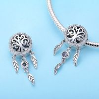 Usine pur 925 en argent Sterling capteur de rêves et arbre de vie charme fit Original S925 perle Bracelet femmes bijoux cadeau SCC723
