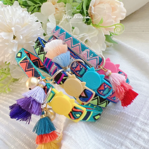 Hebillas de plástico de seguridad ajustables con borlas personalizadas de fabricación con cinturón de nailon para gatos y collar de campanas para gatos - Product Image 5