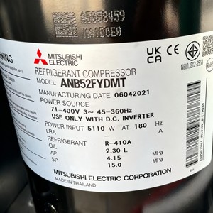 คอมเพรสเซอร์แบบสกรอลล์ Anb รุ่น Anb52fkqmt 78-400v 3~ 45-360hz อินเวอร์เตอร์ ใช้กับไฟ DC เท่านั้น สำหรับเปลี่ยนซ่อม - Product Image 2
