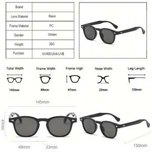 Lunettes de soleil rétro 2025 pour hommes et femmes, verres transparents dégradés océan, protection UV400, rivets, style punk rond - Product Image 3