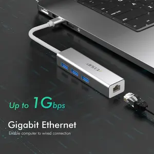10/100/1000Mbps USBC-イーサネットアダプターRJ45-タイプCギガビットネットワークLANコンバーター (MacBook Pro Air/iPad Pro、Pixelbook用)