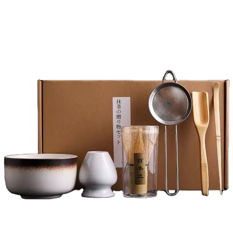 Wholesale high quality bamboo matcha whisk tradition bowl tea scoop matcha tools set