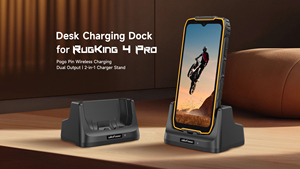 แท่นชาร์จไร้สายแบบพกพา 10W สูงสุด 5V/2A สำหรับ RugKing 4 Pro แท่นชาร์จ 2-in-1 แบบตั้งโต๊ะ ช่องจ่ายไฟคู่สำหรับโทรศัพท์ - Product Image 4